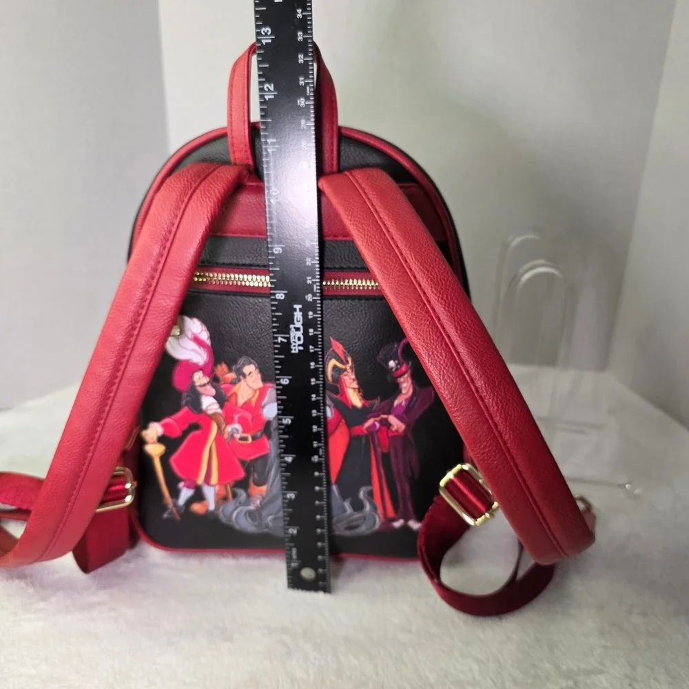Disney‎ Villains Mini Backpack Black Red Floral Faux Leather Maleficent Ursula